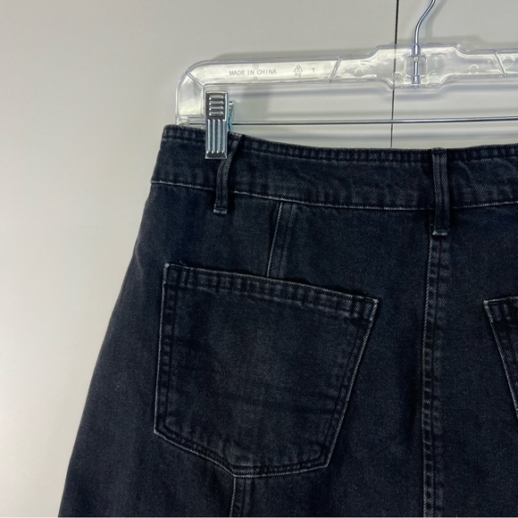 6 American Eagle Black Denim Mini Skirt Button Down Skirt Pockets Hi-Rise A-Line - Picture 8 of 15